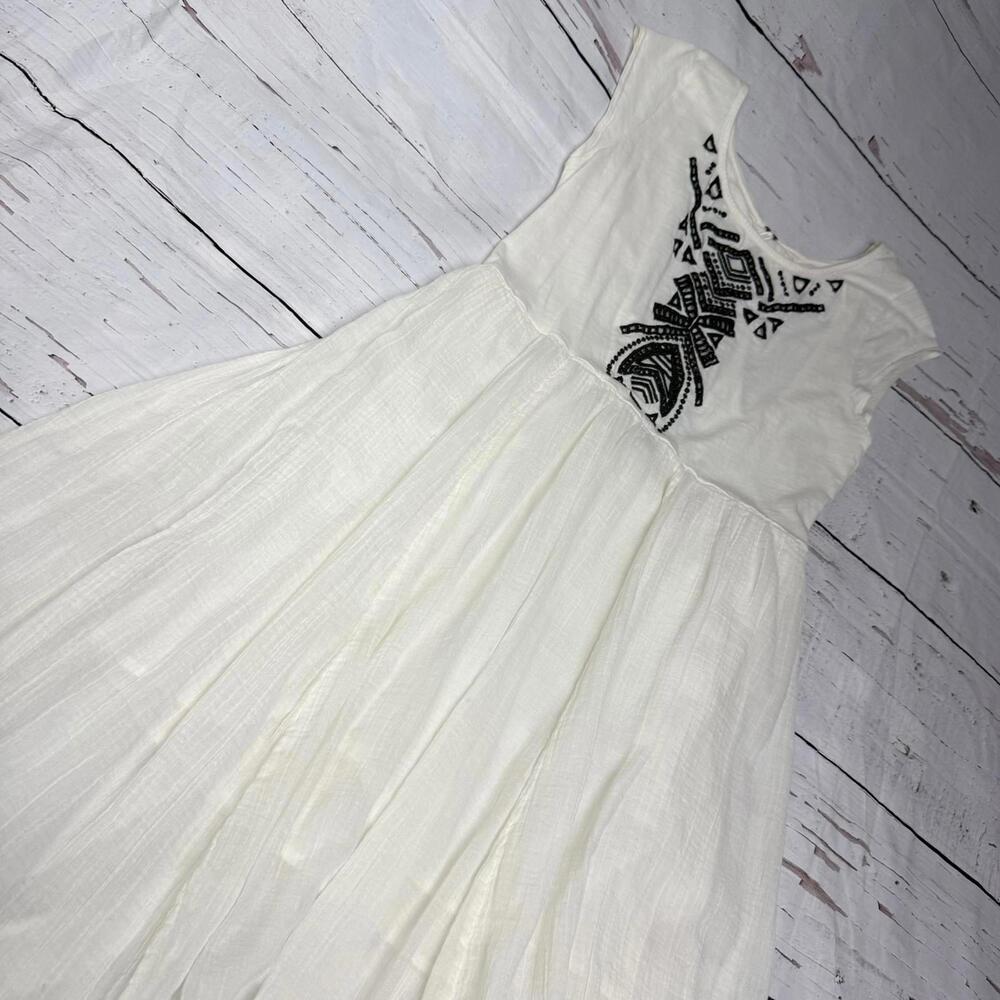 Free People Maxi Dress Embroidered Cotton Ivory Medium Boho Festival - Picture 4 of 10